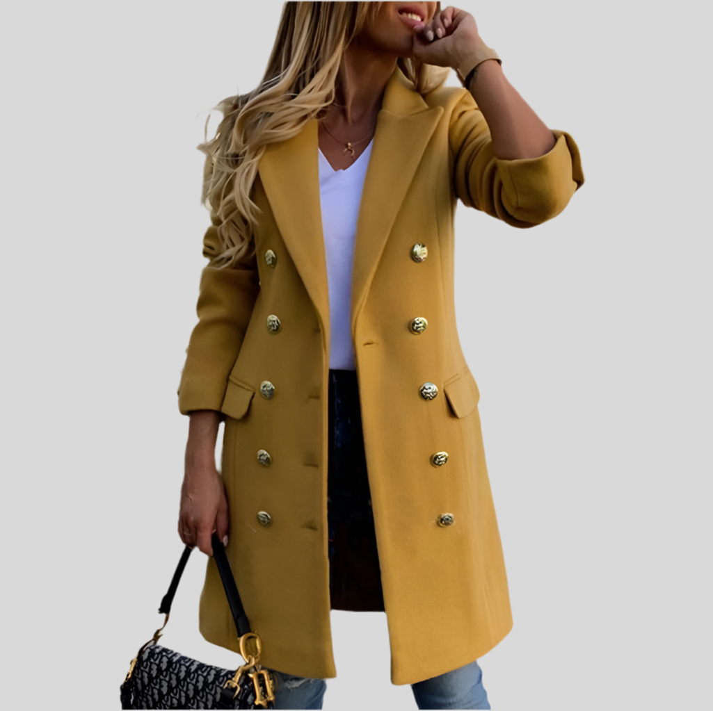 Vintage Elegant Double-Breasted Trench Coat with Notch Collar