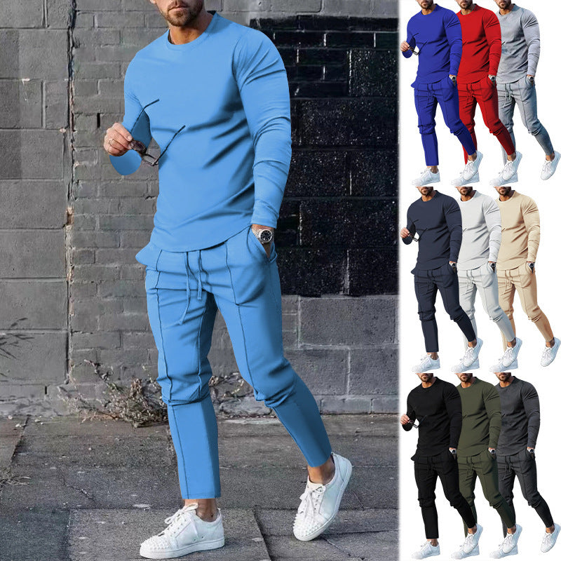 Men’s Plain Casual Two-Piece Set