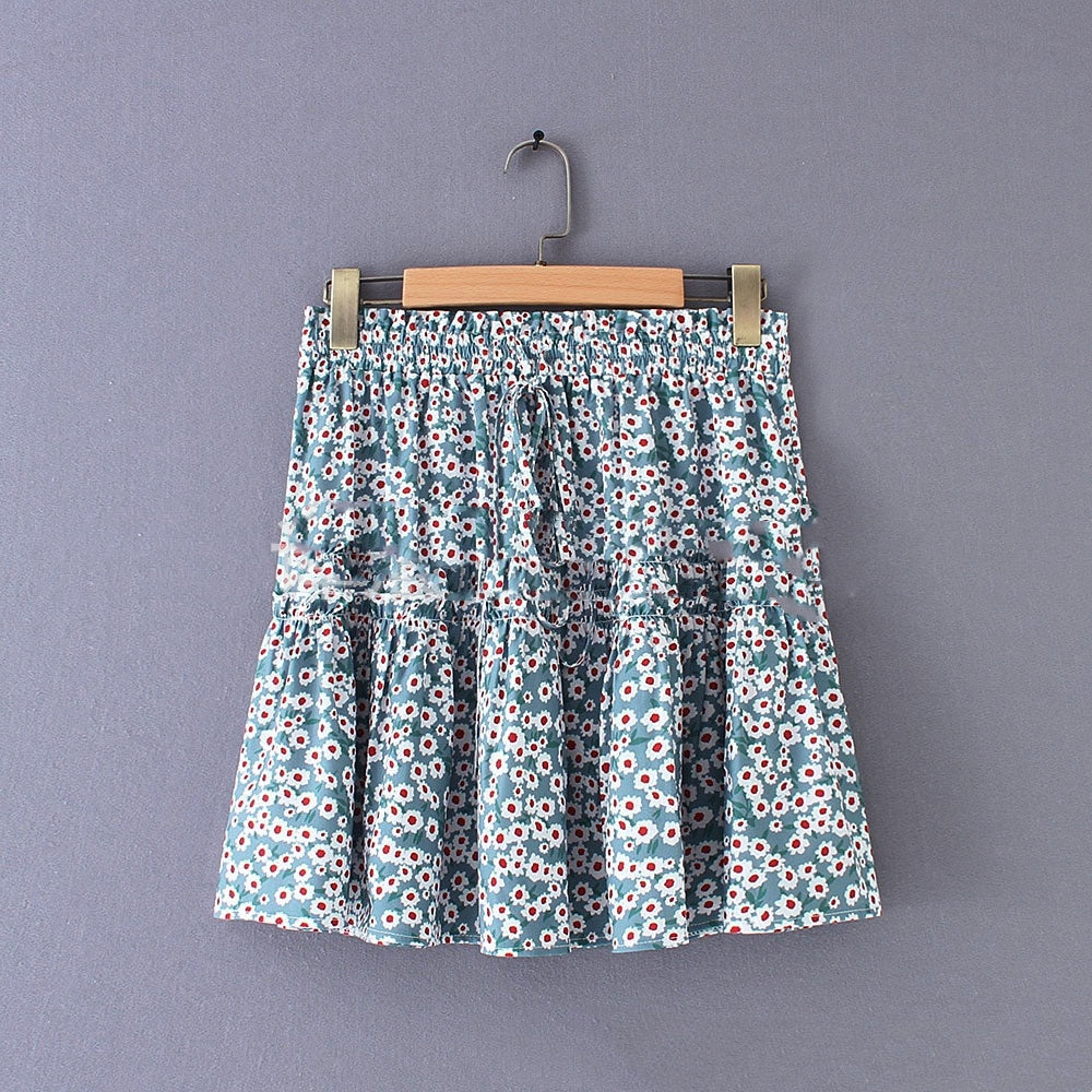 Slim Lace Print Multi-Color Skirt