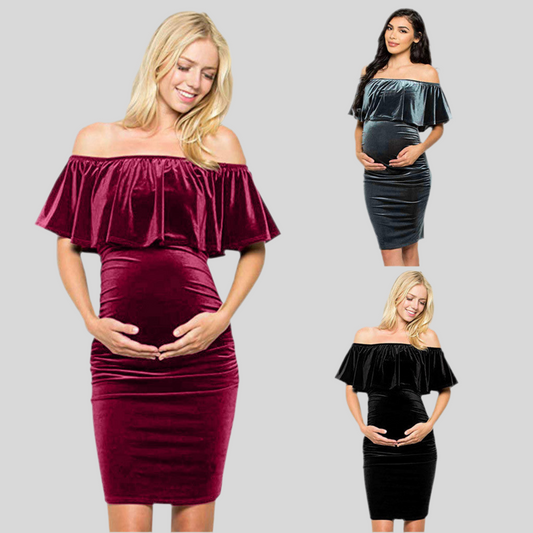 One-Shoulder Maternity A-Line Skirt Dress