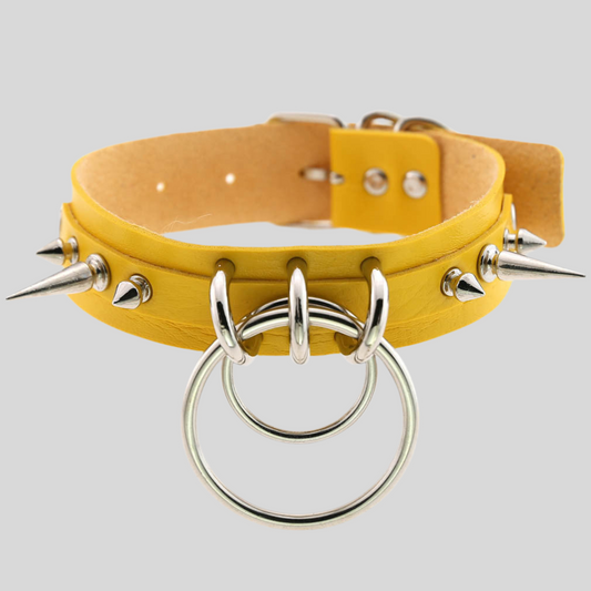 KMVEXO Punk Spike Metal Collar Leather Harness Choker