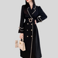 Women's Fashion Jacket Black Long Trench Coat