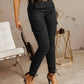 Solid Color Low-Waisted Women’s Trousers with Button and Pockets