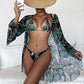 Tropical Triangle Bikini Set with Kimono