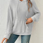 Drawstring Hoodie with Solid Stripe and Pockets for Women