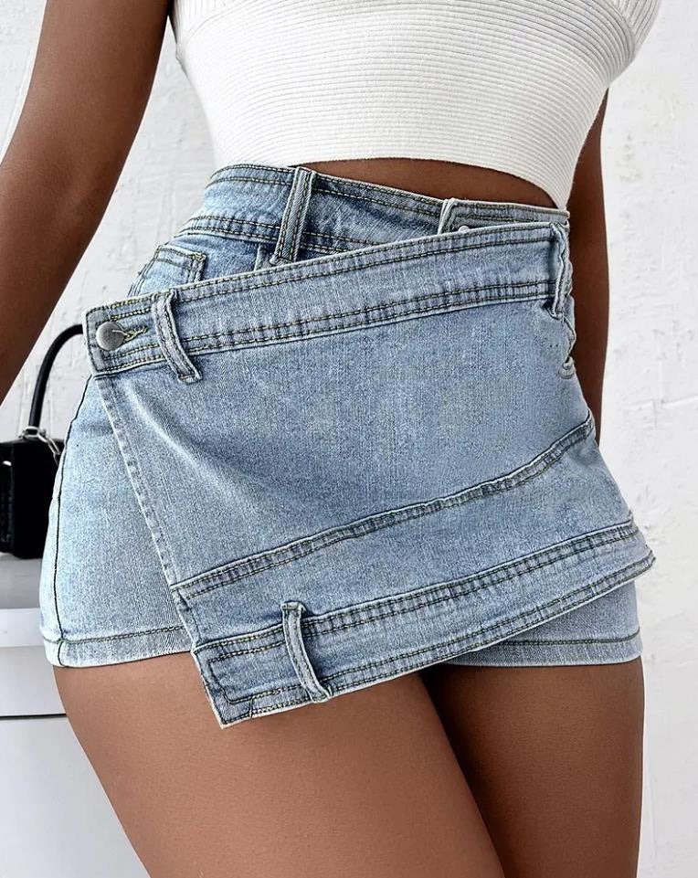 Y2K Vintage Wrap Denim Skorts