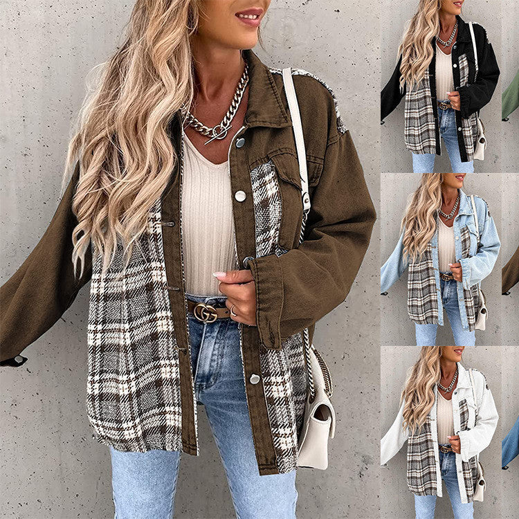 Plaid Denim Button-Down Shirt