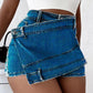 Y2K Vintage Wrap Denim Skorts