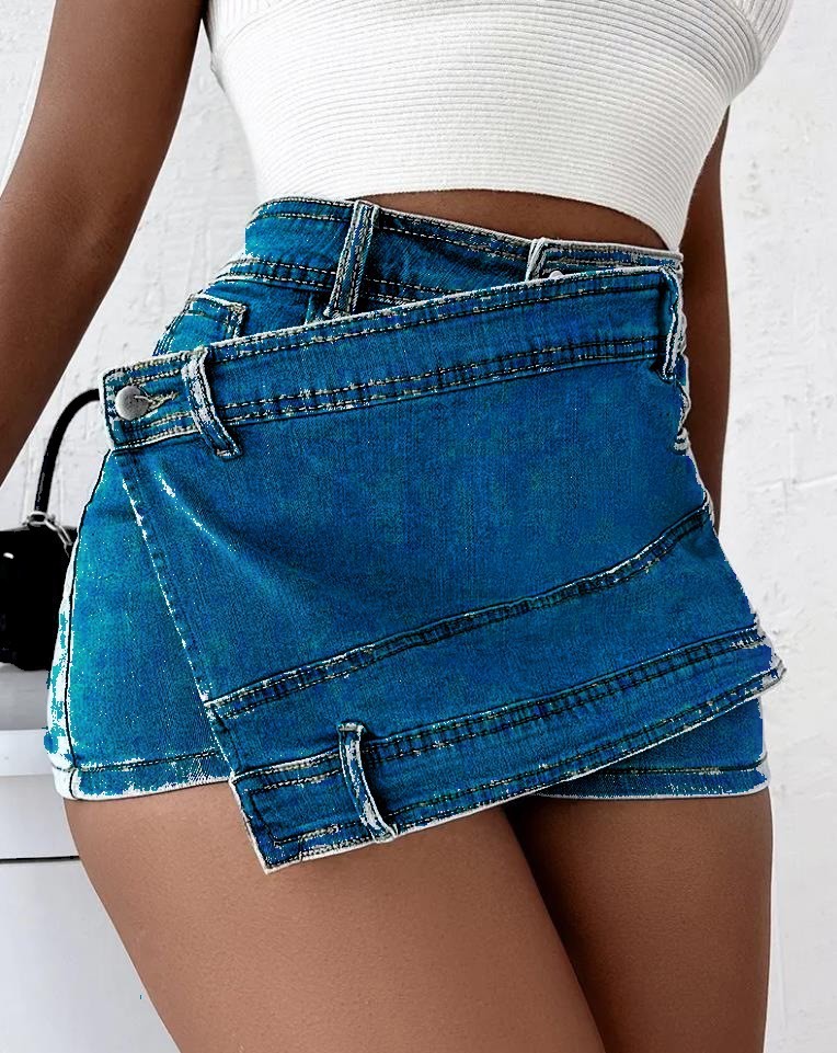 Y2K Vintage Wrap Denim Skorts