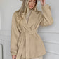 Retro Khaki Suit Collar Trench Coat