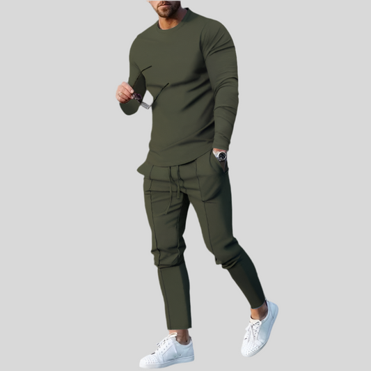 Men’s Plain Casual Two-Piece Set