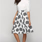 Polka Dot Round Mid-Length Skirt with Wide Hem