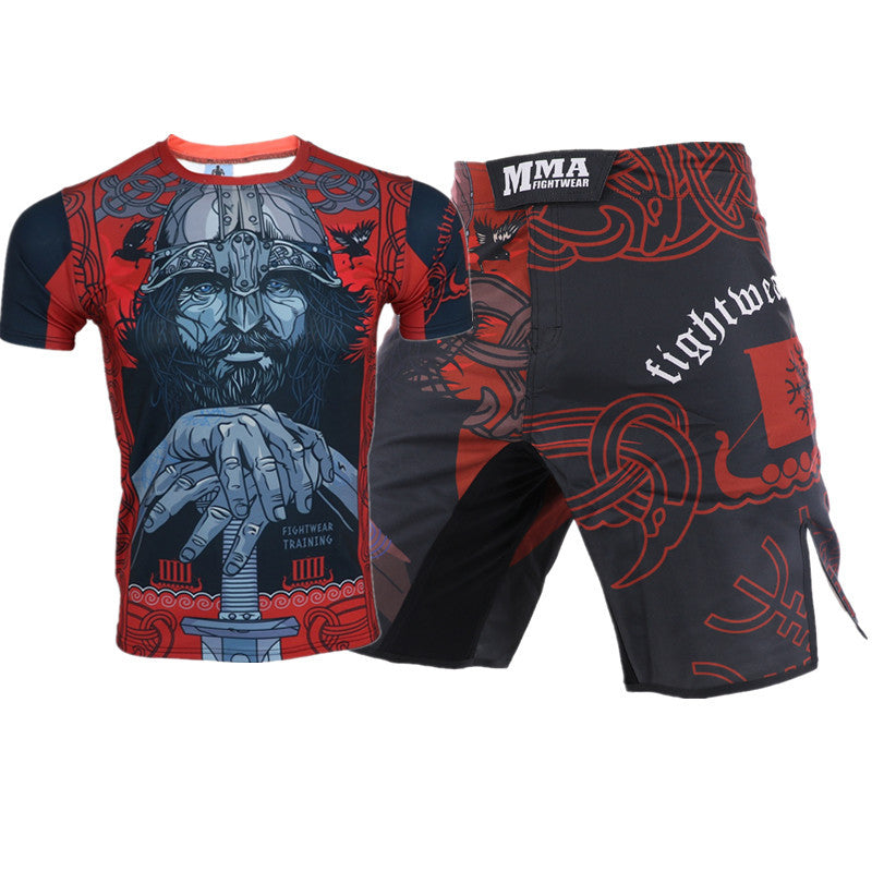 Mens T-Shirt and Boxing Shorts Rashguard Set