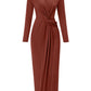 V-Neck Tied Waist Long Sleeve Dress