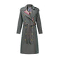 Stripes Slim Waist Double-Breasted Trench Coat