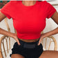 Neon O-Neck Crop Tee for Women