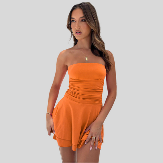 SculptEase Solid Color Ruffle Dress