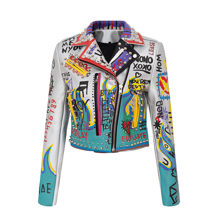 Women's Printed Contrast Color Motorcycle Suit