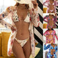 Printed Mesh Three-Piece Swimsuit Set