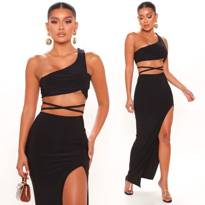 Strapless Fashion Slit Dress