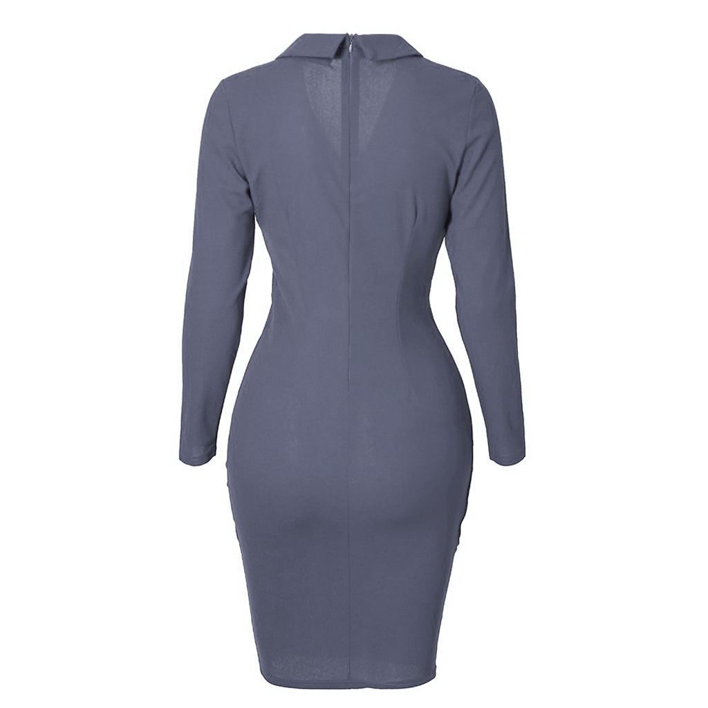 Chic Long Sleeve Button-Front Hip Dress