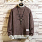 Men’s Long Sleeve Thick Half High Neck Letter Pullover Sweater