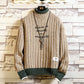 Men’s Long Sleeve Thick Half High Neck Letter Pullover Sweater