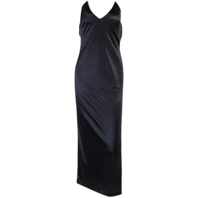 Backless Split Satin Maxi Dress