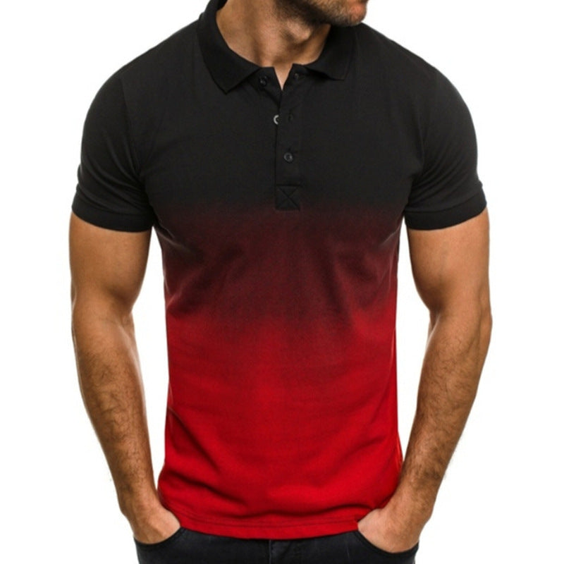 Slim-fit Gradient Print Lapel Polo Shirt Men’s