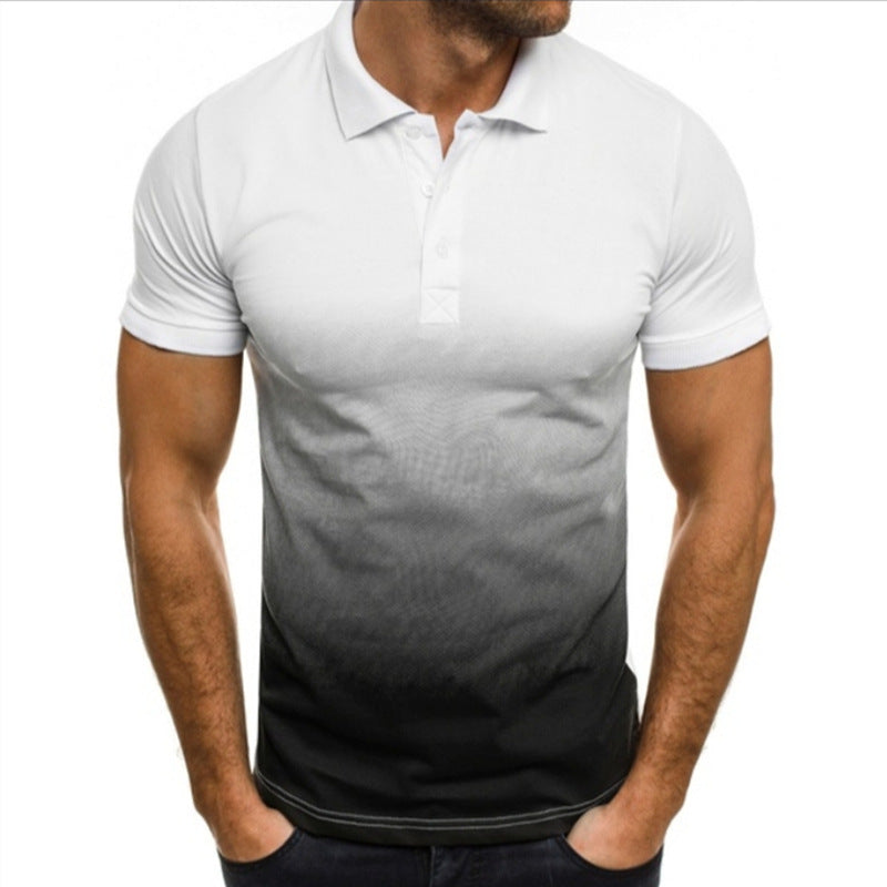 Slim-fit Gradient Print Lapel Polo Shirt Men’s