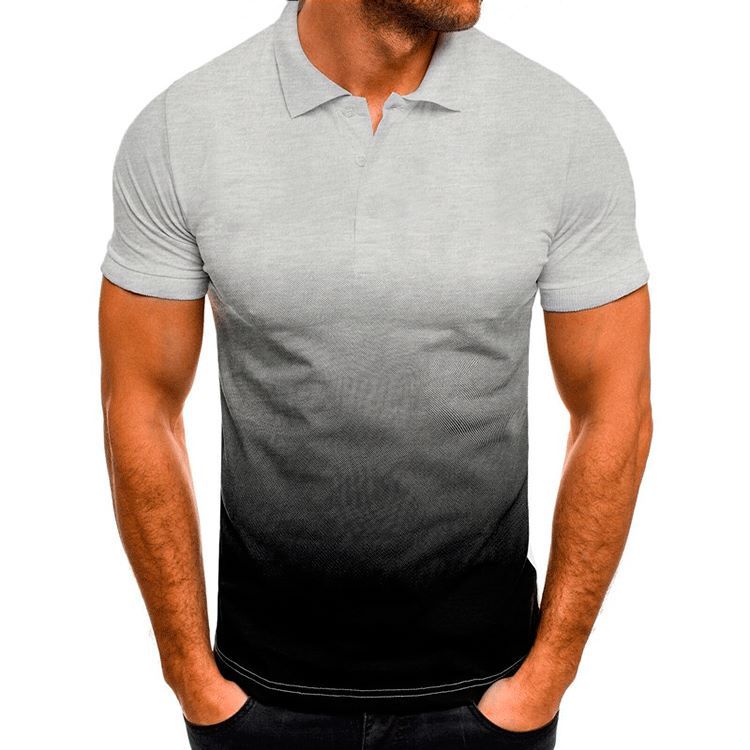 Slim-fit Gradient Print Lapel Polo Shirt Men’s