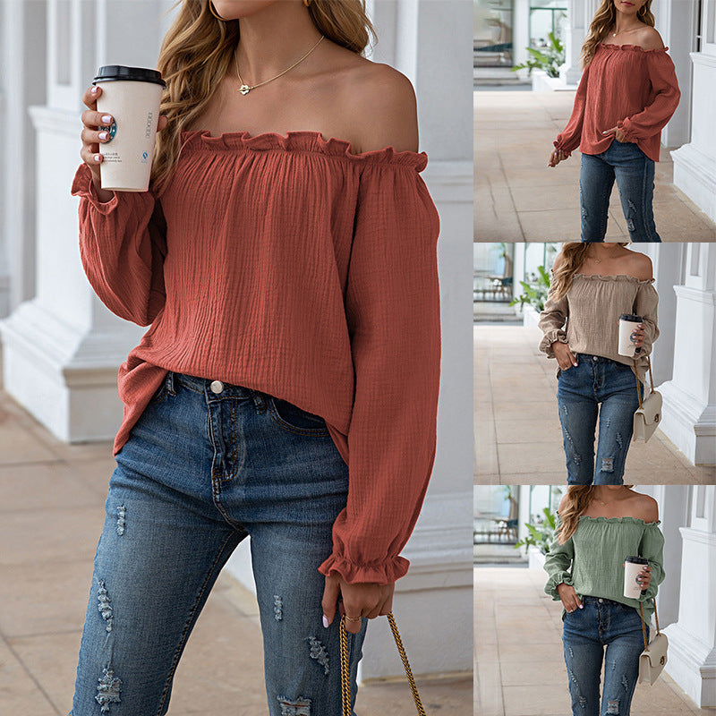 One-Shoulder Solid Casual Tee