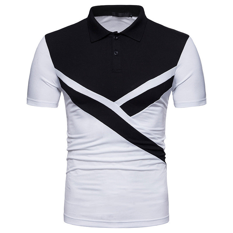 Irregular Stitching Short Sleeve Polo Shirt