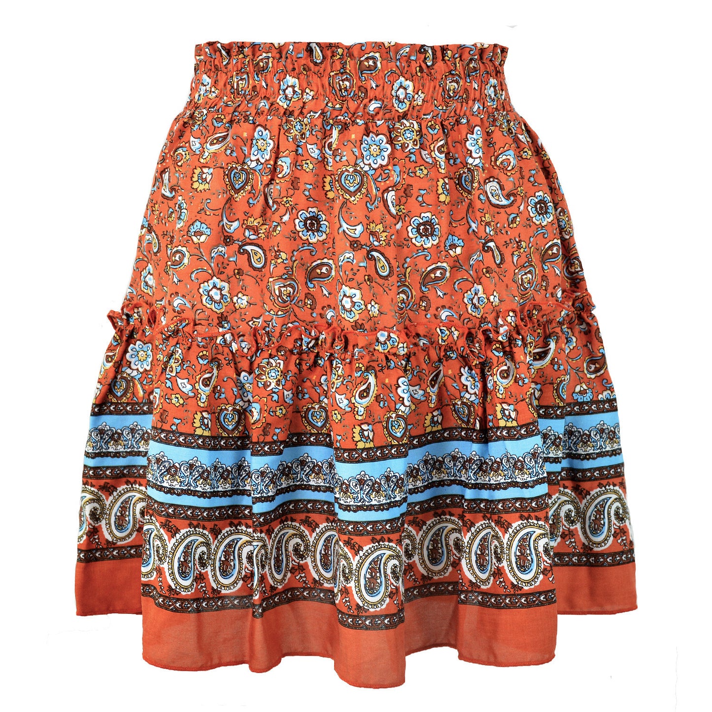 Flared Boho A-Line Pleated Mini Skirt