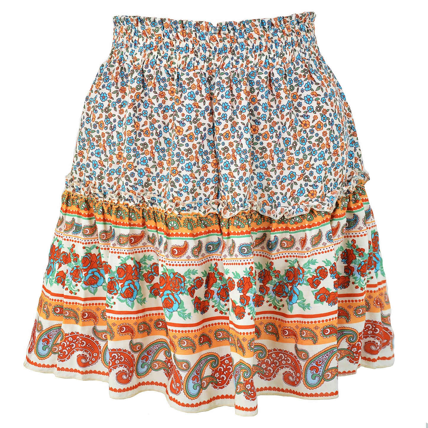 Flared Boho A-Line Pleated Mini Skirt