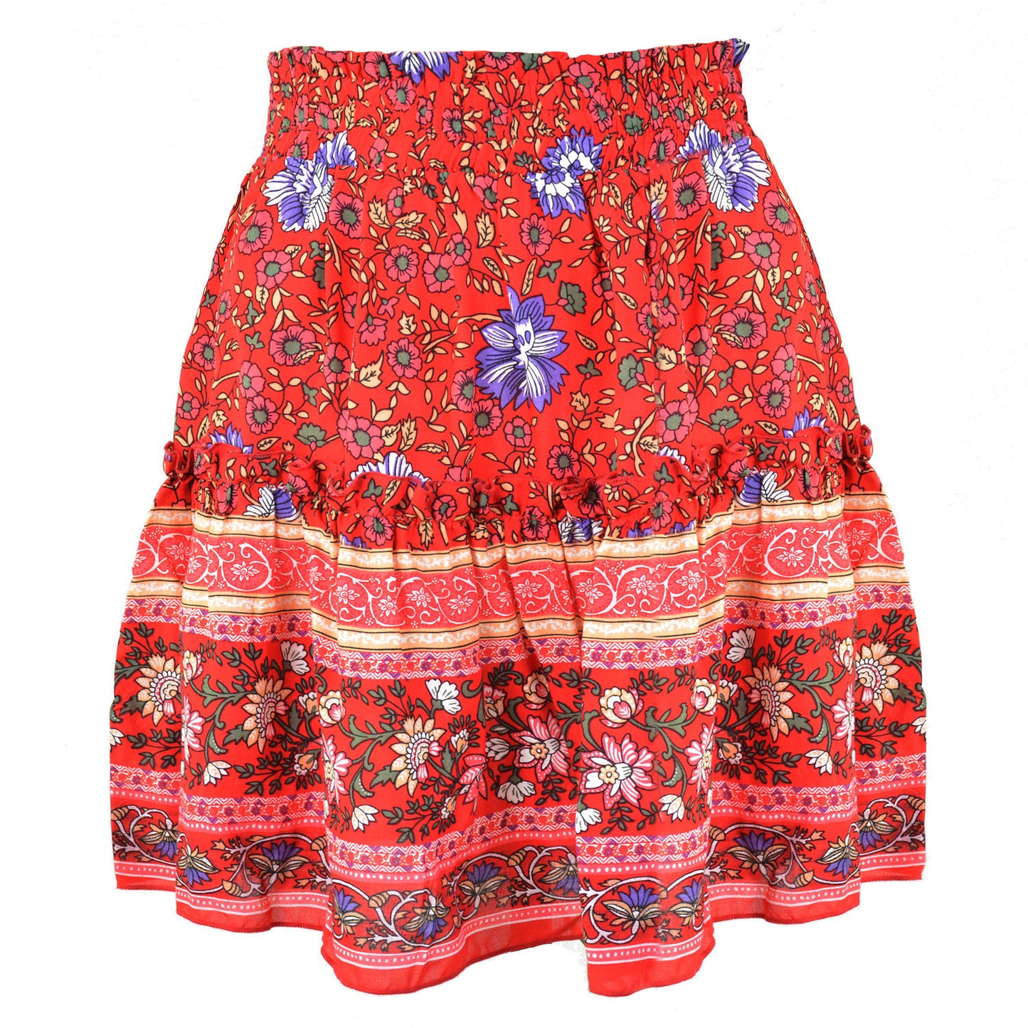 Flared Boho A-Line Pleated Mini Skirt