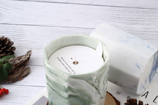 Neutral Marbled Ceramic Octagonal Plant Pot & Smokeless Scented Candle