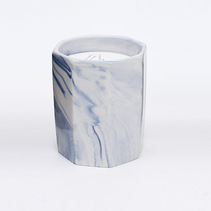 Neutral Marbled Ceramic Octagonal Plant Pot & Smokeless Scented Candle