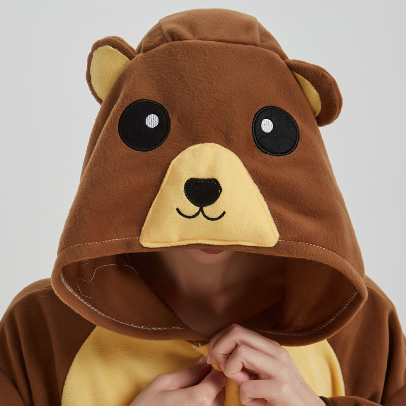 Fuzzy Brown Bear Polar Fleece Onesie