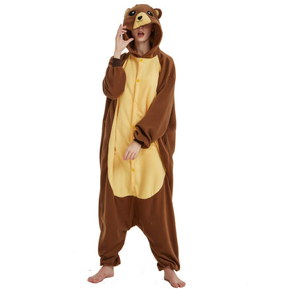 Fuzzy Brown Bear Polar Fleece Onesie