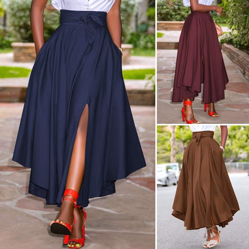 Vintage Summer Maxi Skirt with Zipper