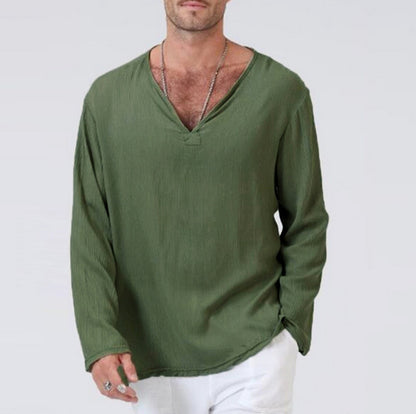 Ethnic Style Cotton and Linen Men’s T-shirt