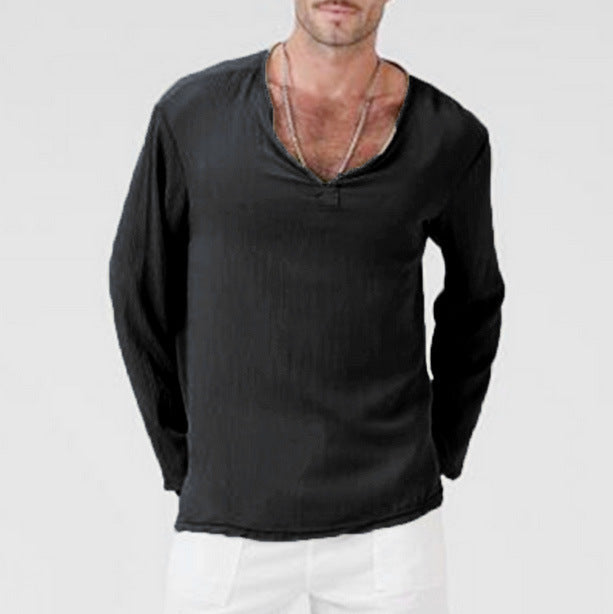 Ethnic Style Cotton and Linen Men’s T-shirt