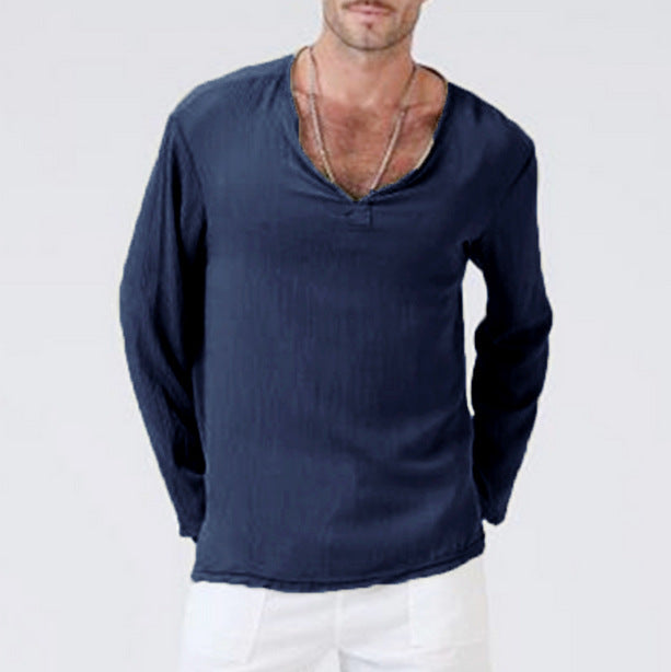 Ethnic Style Cotton and Linen Men’s T-shirt