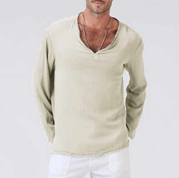 Ethnic Style Cotton and Linen Men’s T-shirt