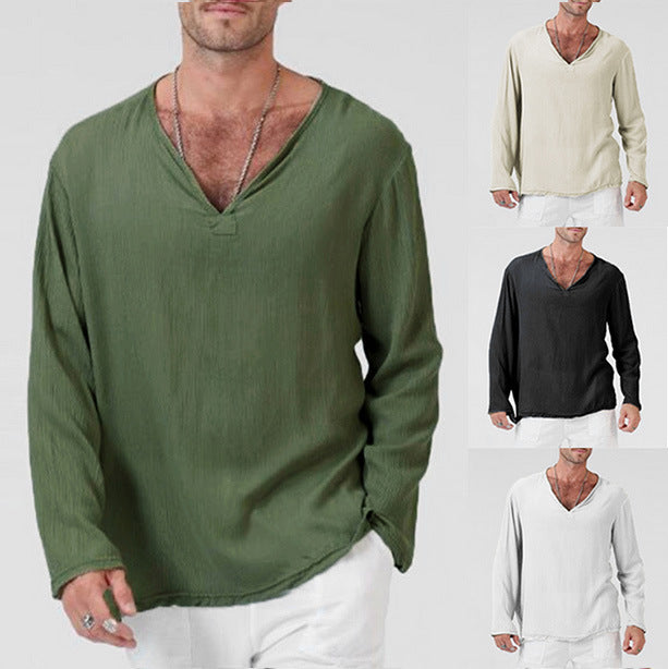 Ethnic Style Cotton and Linen Men’s T-shirt