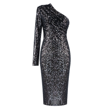 Sexy One-Shoulder Sequin Nightclub Dress