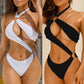 Three-Color Hollow Metal Ring One-Piece Swimsuit