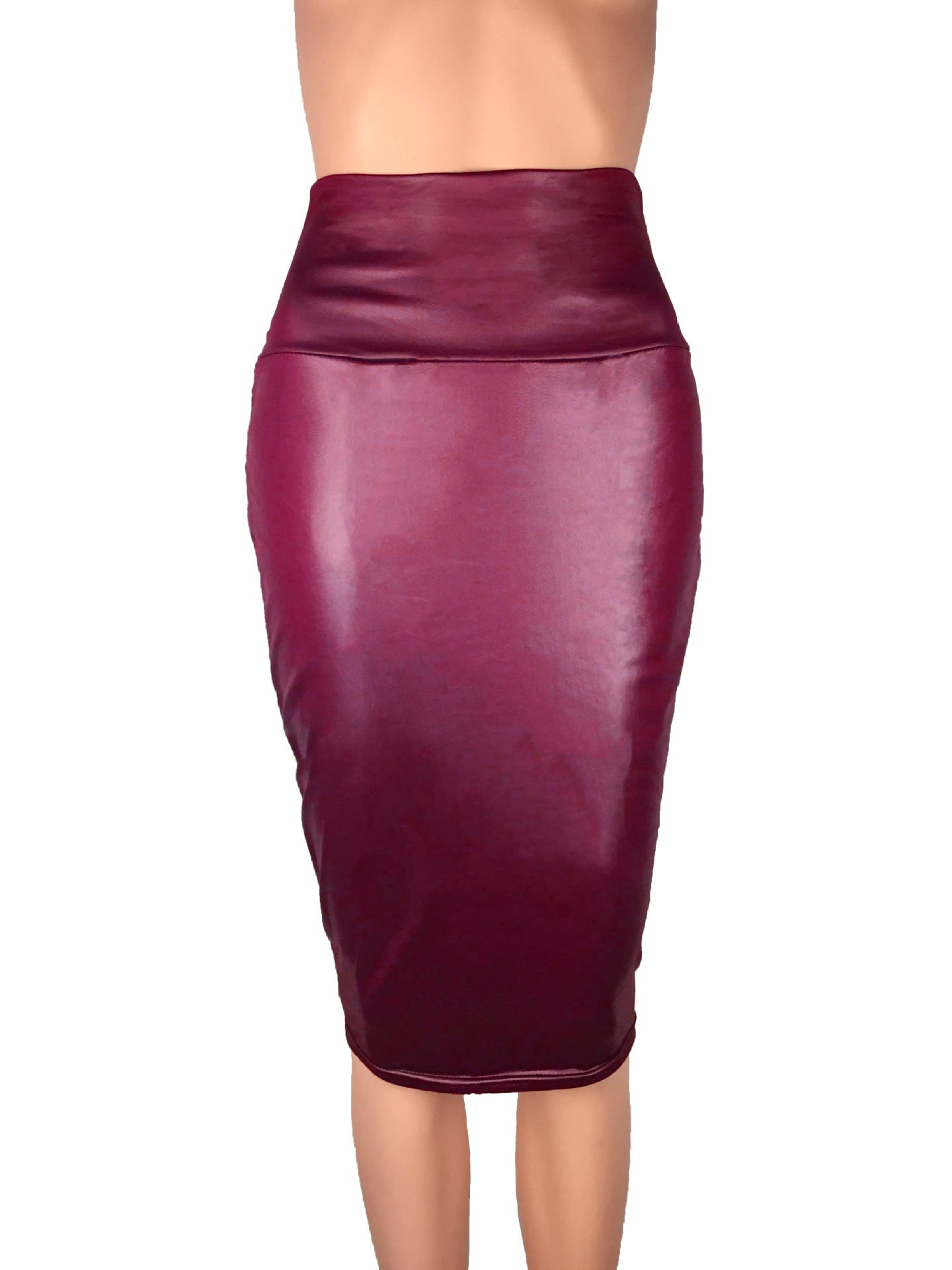 Bodycon Faux Leather High-Waist Office Skirt