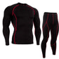 Mens Fitness Gym Suit with Long-Sleeve Tights and Quick-Dry Trousers